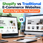 Shopify vs traditional e-commerce websites comparison showing features, customization, setup, maintenance, and scalability for businesses.